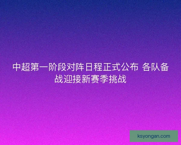 中超第一阶段对阵日程正式公布 各队备战迎接新赛季挑战