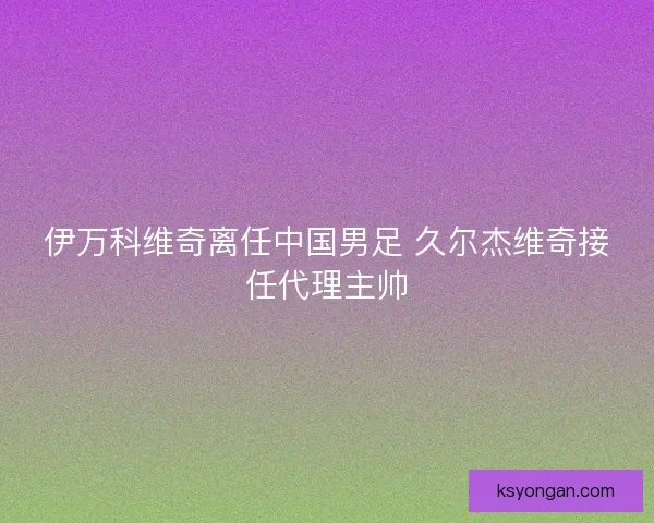 伊万科维奇离任中国男足 久尔杰维奇接任代理主帅