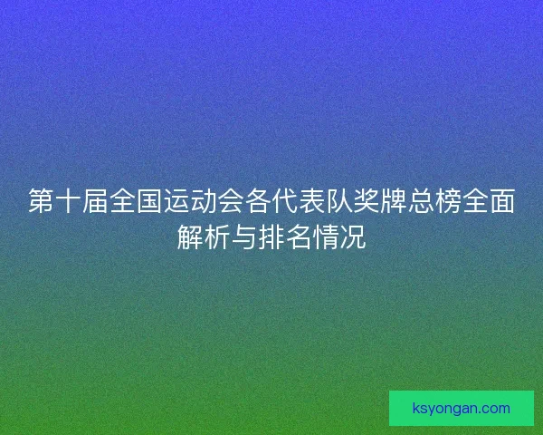 第十届全国运动会各代表队奖牌总榜全面解析与排名情况