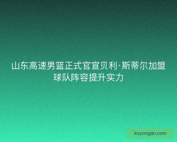 山东高速男篮正式官宣贝利·斯蒂尔加盟球队阵容提升实力 山东高速男篮正式官宣贝利·斯蒂尔加盟球队阵容提升实力